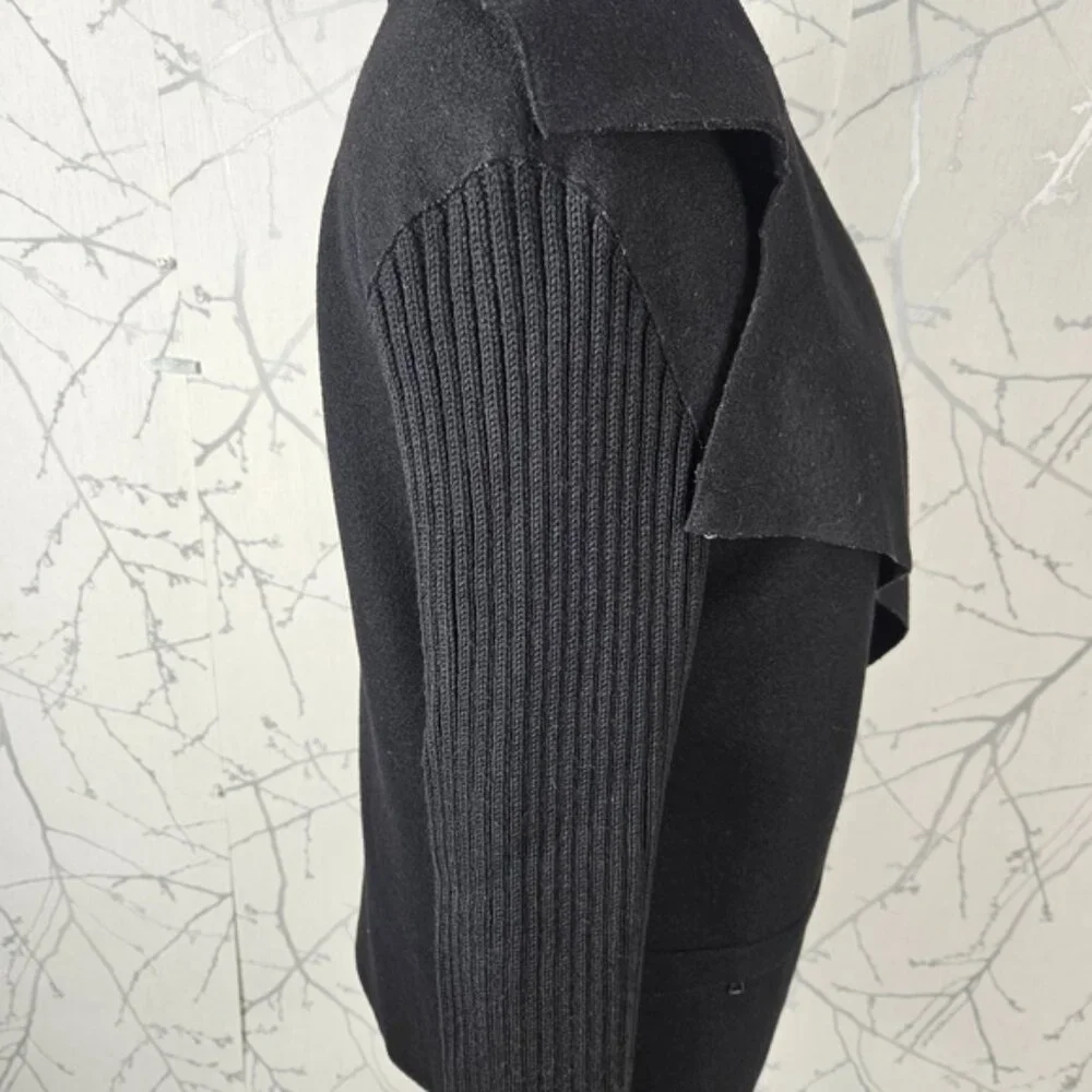 Annette Gortz Black Boiled Wool Hook & Eye Did Sweater Jacket - Picture 6 of 14